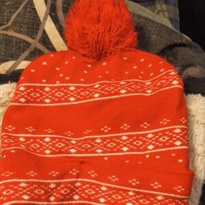Cozy Red Knit Pom-Pom Beanie for Kids